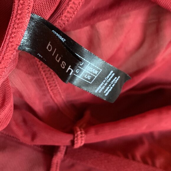 BLUSH - RED Lingerie Cami semi-sheer mesh with garter straps - large - Picture 9 of 11